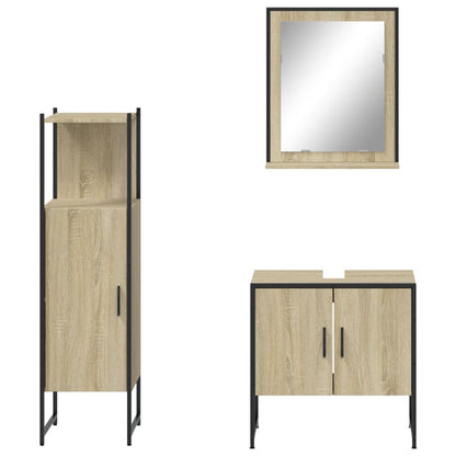 3 Piece Bathroom Cabinet Set Sonoma Oak Engineered Wood