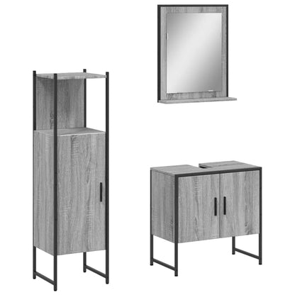 3 Piece Bathroom Cabinet Set Grey Sonoma Engineered Wood