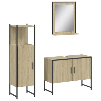 3 Piece Bathroom Cabinet Set Sonoma Oak Engineered Wood