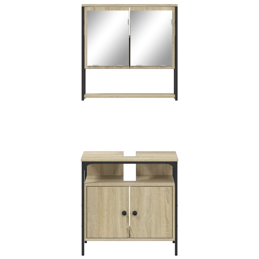 2 Piece Bathroom Furniture Set Sonoma Oak Engineered Wood