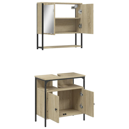 2 Piece Bathroom Furniture Set Sonoma Oak Engineered Wood