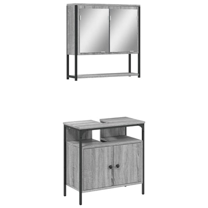 2 Piece Bathroom Furniture Set Grey Sonoma Engineered Wood