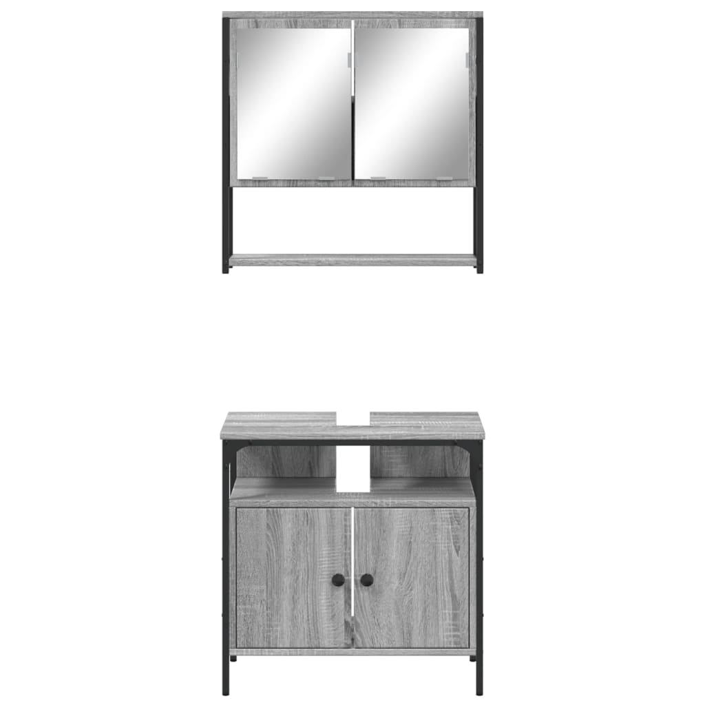 2 Piece Bathroom Furniture Set Grey Sonoma Engineered Wood