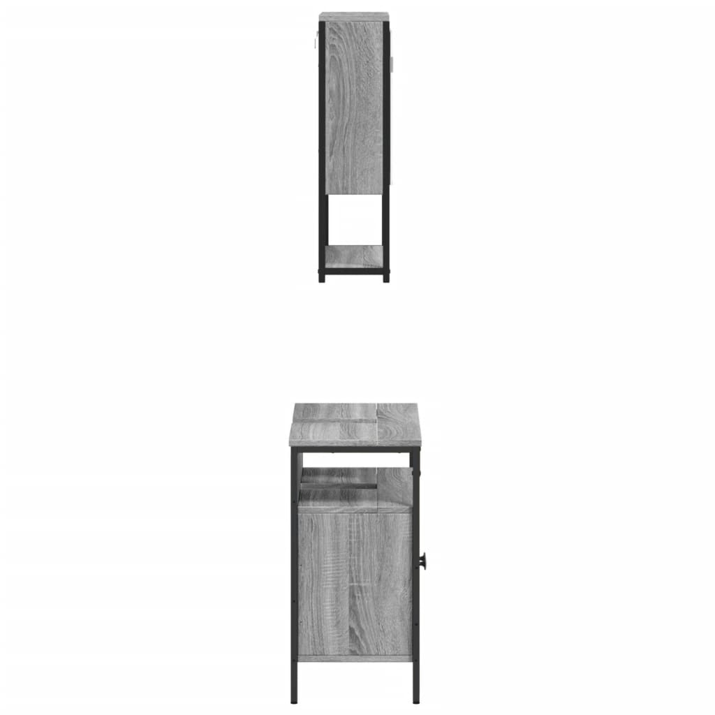 2 Piece Bathroom Furniture Set Grey Sonoma Engineered Wood