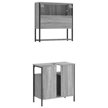 2 Piece Bathroom Furniture Set Grey Sonoma Engineered Wood