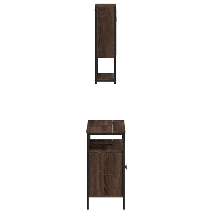 2 Piece Bathroom Furniture Set Brown Oak Engineered Wood