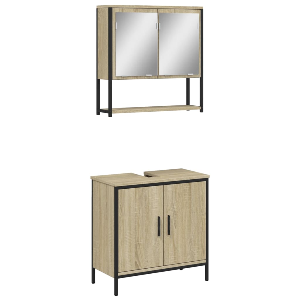 2 Piece Bathroom Furniture Set Sonoma Oak Engineered Wood