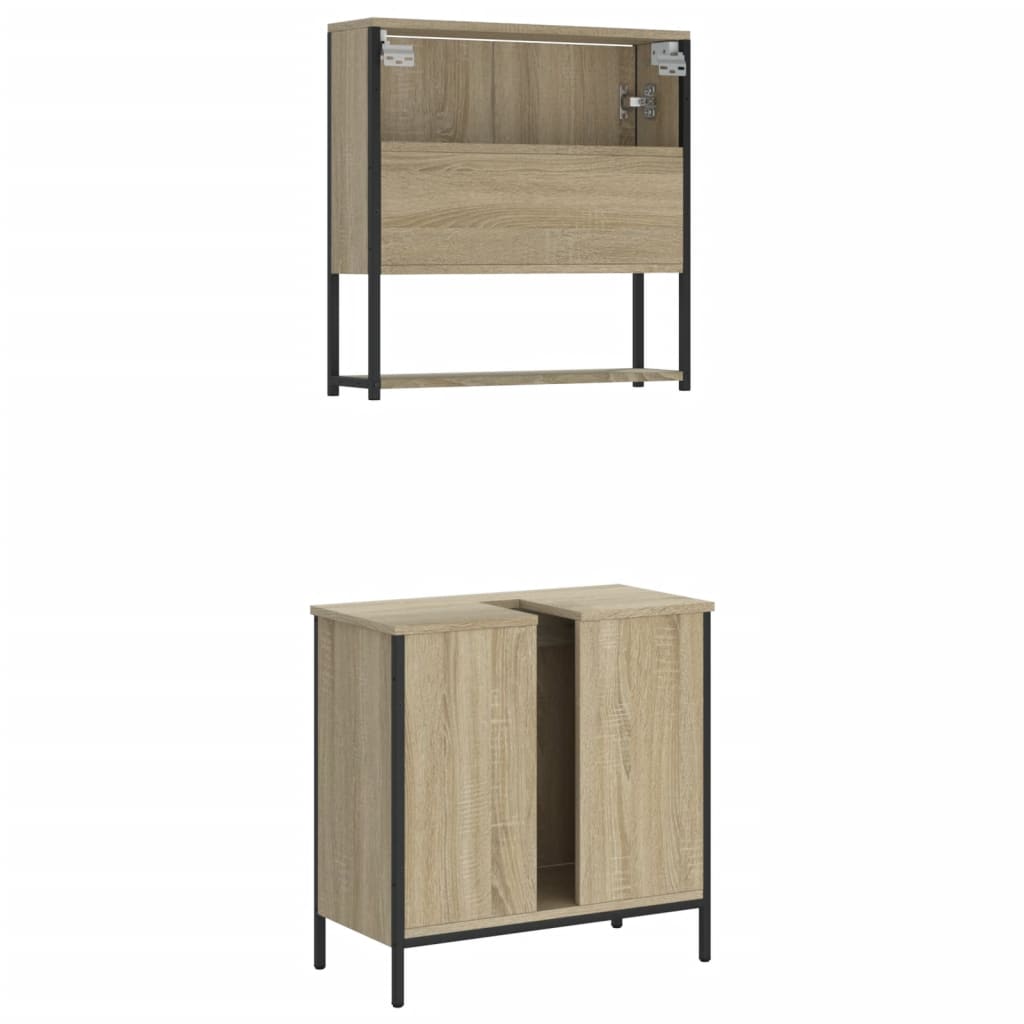 2 Piece Bathroom Furniture Set Sonoma Oak Engineered Wood