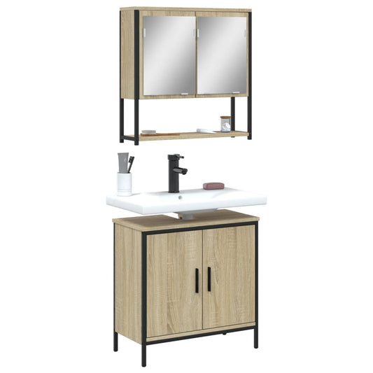 2 Piece Bathroom Furniture Set Sonoma Oak Engineered Wood