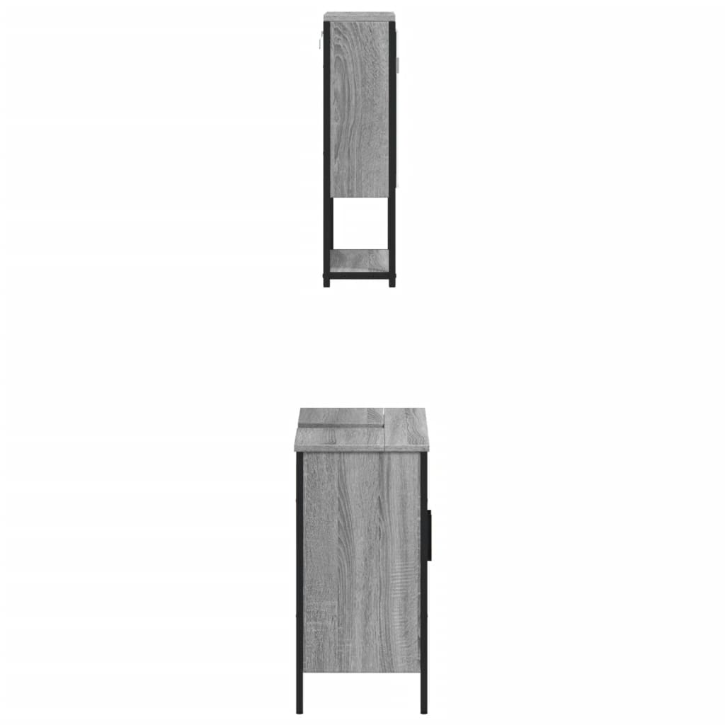 2 Piece Bathroom Furniture Set Grey Sonoma Engineered Wood