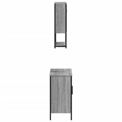 2 Piece Bathroom Furniture Set Grey Sonoma Engineered Wood