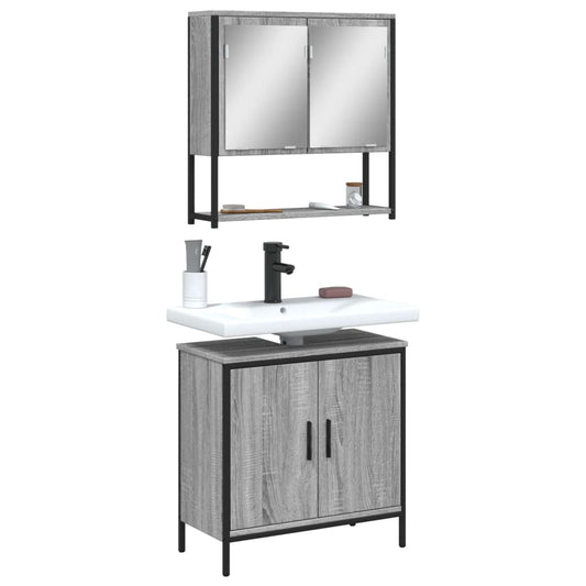 2 Piece Bathroom Furniture Set Grey Sonoma Engineered Wood