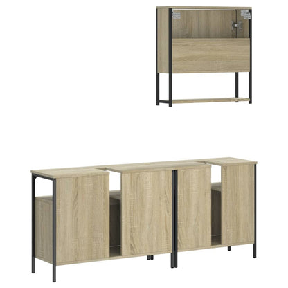 3 Piece Bathroom Furniture Set Sonoma Oak Engineered Wood