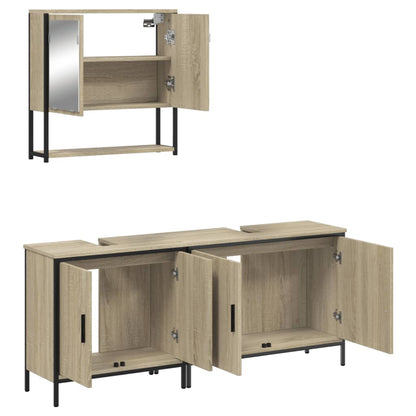 3 Piece Bathroom Furniture Set Sonoma Oak Engineered Wood