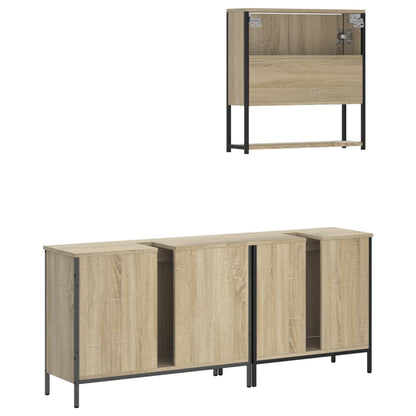 3 Piece Bathroom Furniture Set Sonoma Oak Engineered Wood