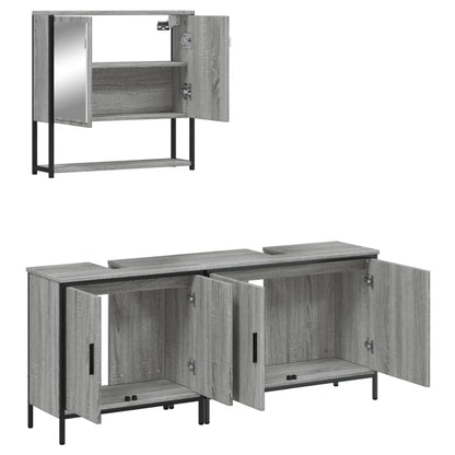 3 Piece Bathroom Furniture Set Grey Sonoma Engineered Wood