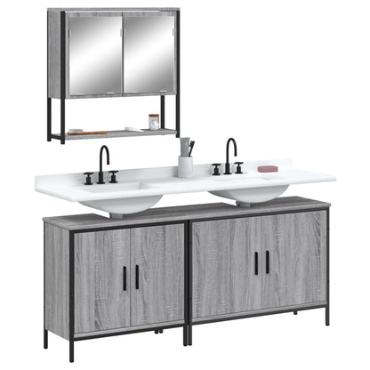 3 Piece Bathroom Furniture Set Grey Sonoma Engineered Wood