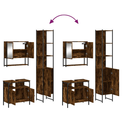 3 Piece Bathroom Furniture Set Smoked Oak Engineered Wood