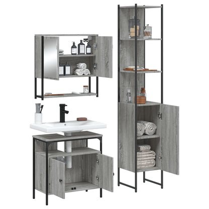 3 Piece Bathroom Furniture Set Grey Sonoma Engineered Wood