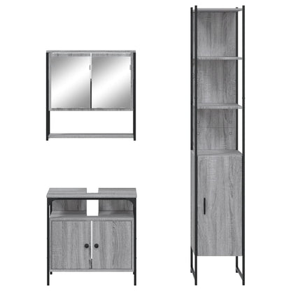 3 Piece Bathroom Furniture Set Grey Sonoma Engineered Wood