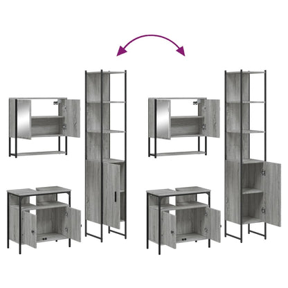 3 Piece Bathroom Furniture Set Grey Sonoma Engineered Wood