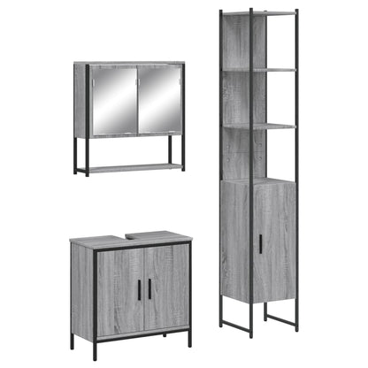 3 Piece Bathroom Furniture Set Grey Sonoma Engineered Wood