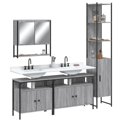 4 Piece Bathroom Furniture Set Grey Sonoma Engineered Wood