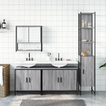 4 Piece Bathroom Furniture Set Grey Sonoma Engineered Wood