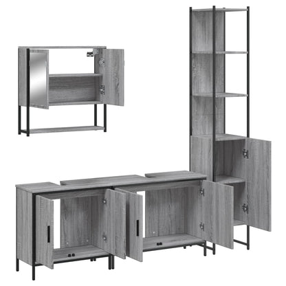 4 Piece Bathroom Furniture Set Grey Sonoma Engineered Wood