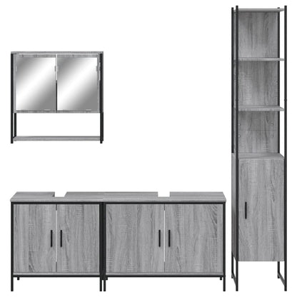 4 Piece Bathroom Furniture Set Grey Sonoma Engineered Wood