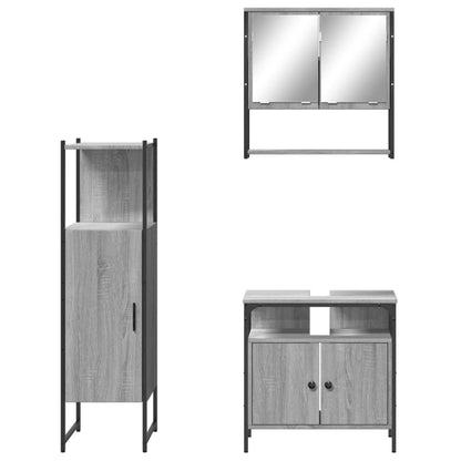 3 Piece Bathroom Furniture Set Grey Sonoma Engineered Wood