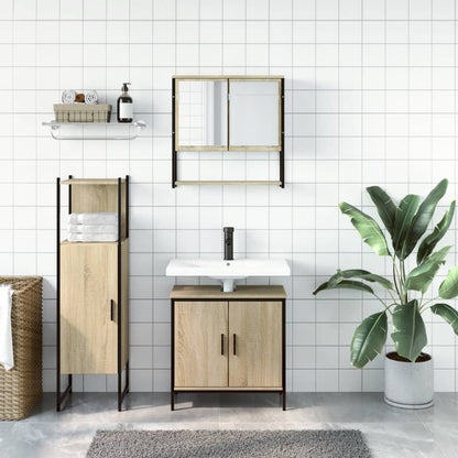 3 Piece Bathroom Furniture Set Sonoma Oak Engineered Wood