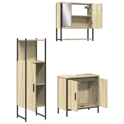 3 Piece Bathroom Furniture Set Sonoma Oak Engineered Wood