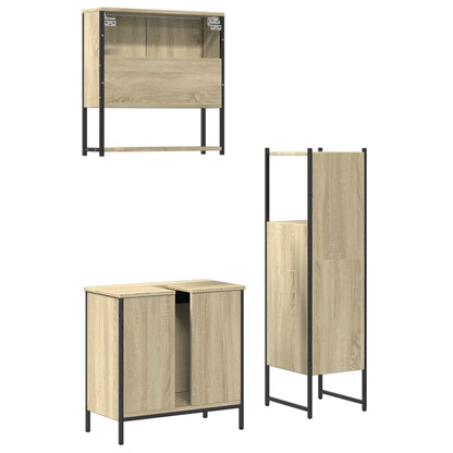 3 Piece Bathroom Furniture Set Sonoma Oak Engineered Wood