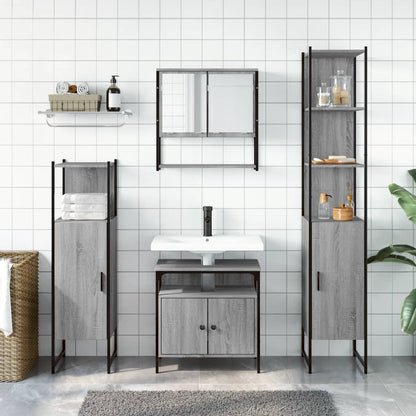 4 Piece Bathroom Furniture Set Grey Sonoma Engineered Wood