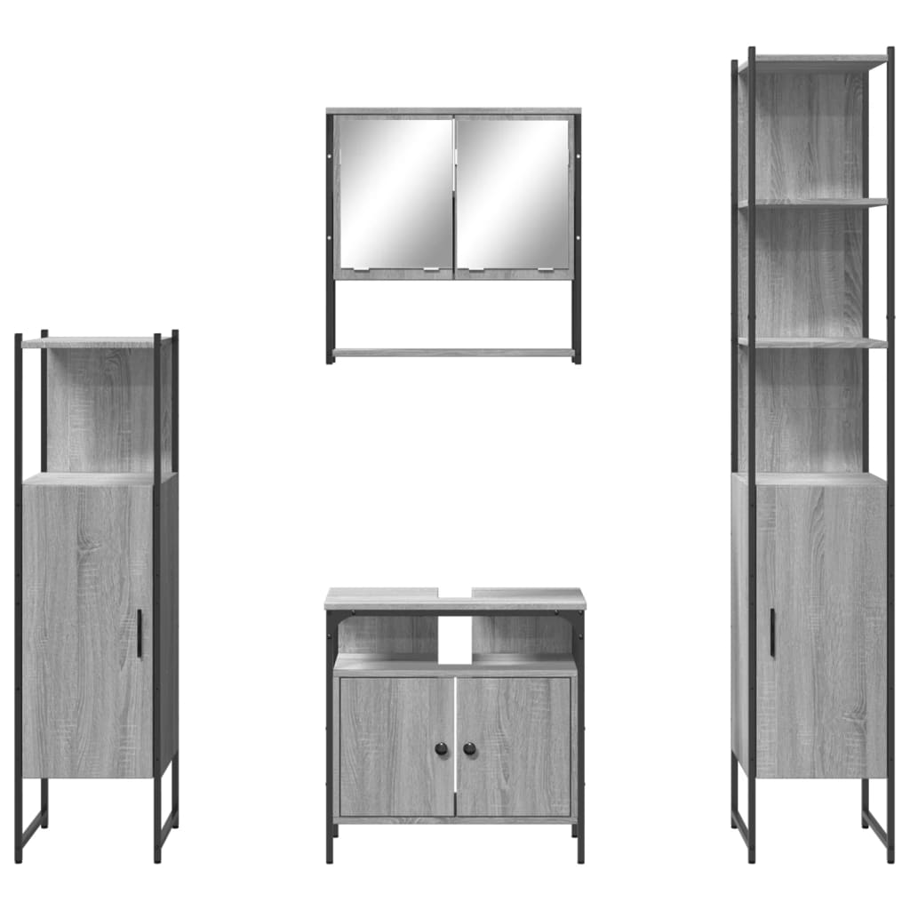 4 Piece Bathroom Furniture Set Grey Sonoma Engineered Wood