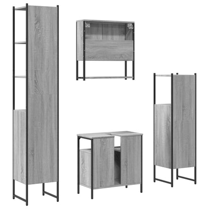 4 Piece Bathroom Furniture Set Grey Sonoma Engineered Wood