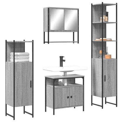 4 Piece Bathroom Furniture Set Grey Sonoma Engineered Wood