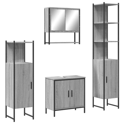 4 Piece Bathroom Furniture Set Grey Sonoma Engineered Wood