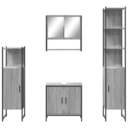 4 Piece Bathroom Furniture Set Grey Sonoma Engineered Wood