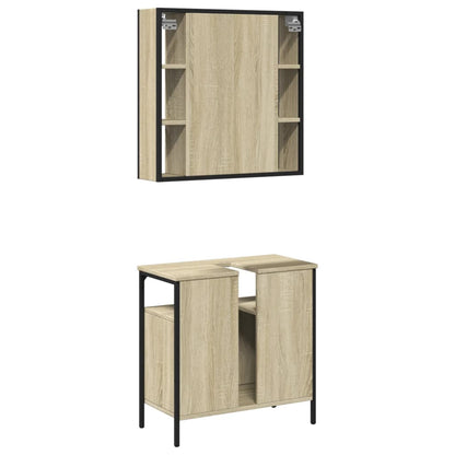 2 Piece Bathroom Furniture Set Sonoma Oak Engineered Wood