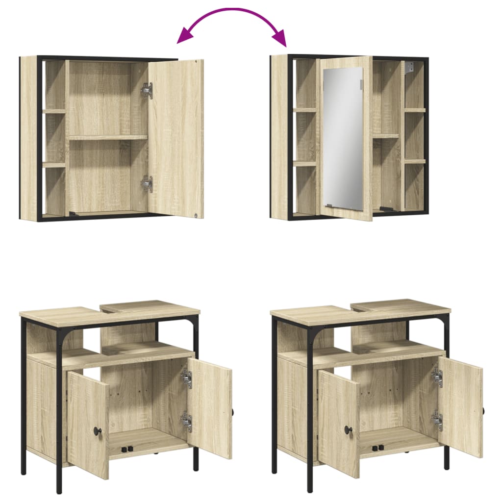 2 Piece Bathroom Furniture Set Sonoma Oak Engineered Wood