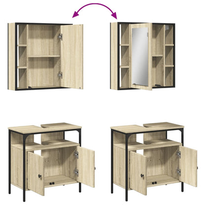 2 Piece Bathroom Furniture Set Sonoma Oak Engineered Wood