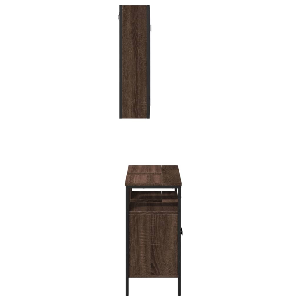 2 Piece Bathroom Furniture Set Brown Oak Engineered Wood