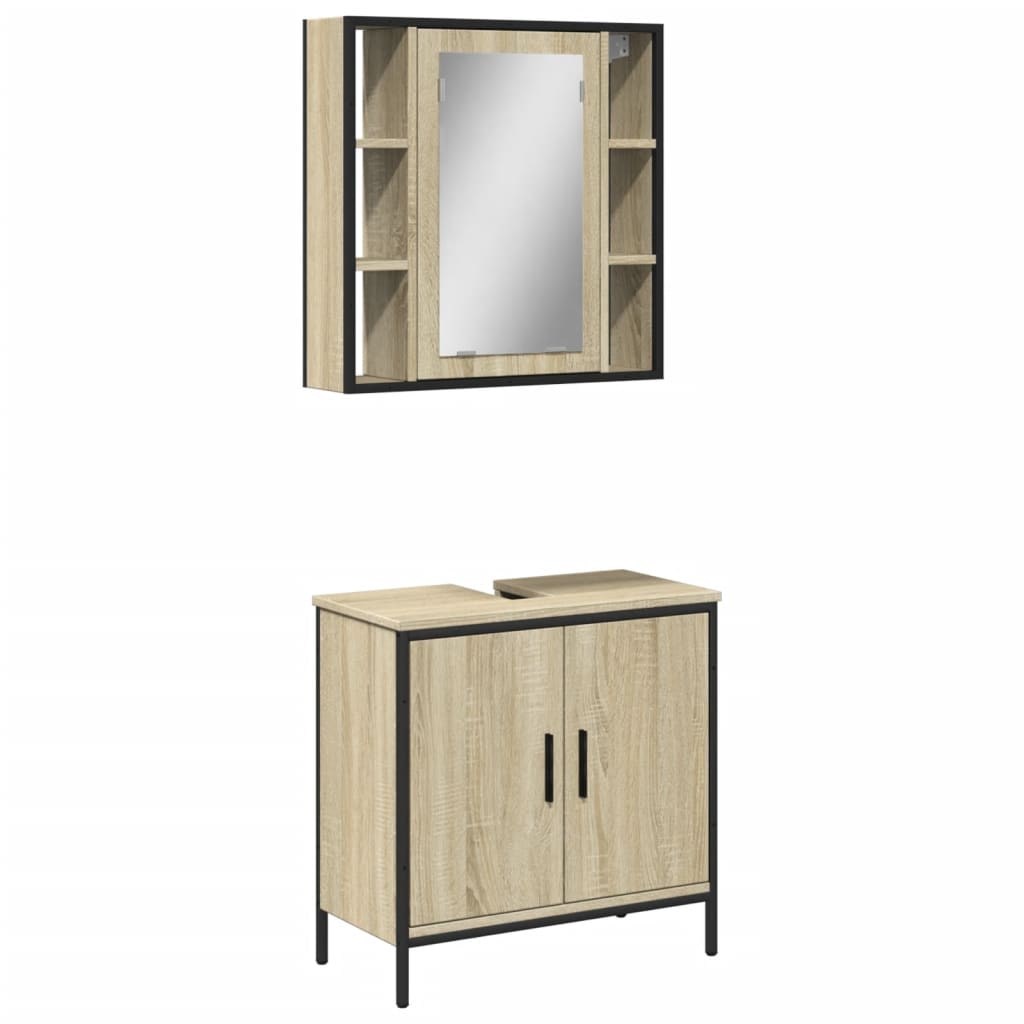 2 Piece Bathroom Furniture Set Sonoma Oak Engineered Wood