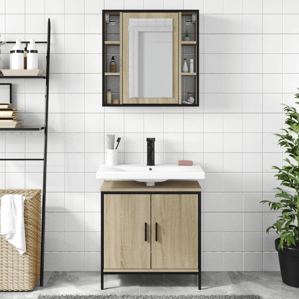 2 Piece Bathroom Furniture Set Sonoma Oak Engineered Wood