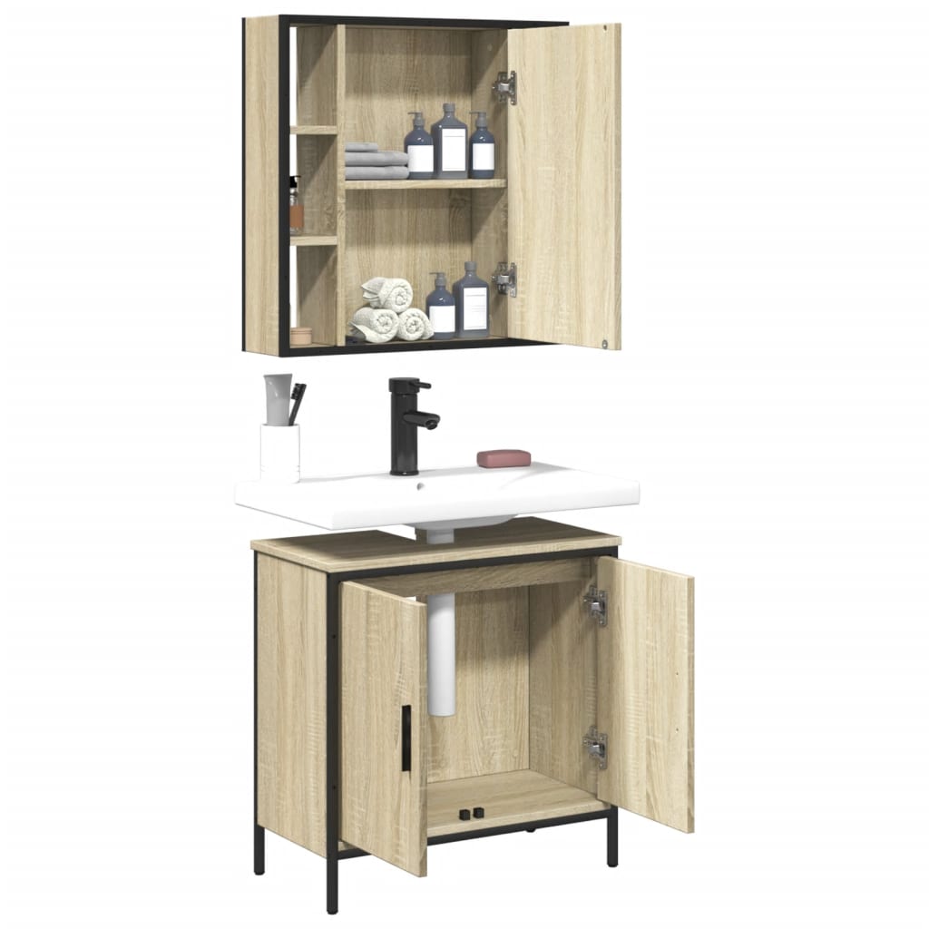 2 Piece Bathroom Furniture Set Sonoma Oak Engineered Wood