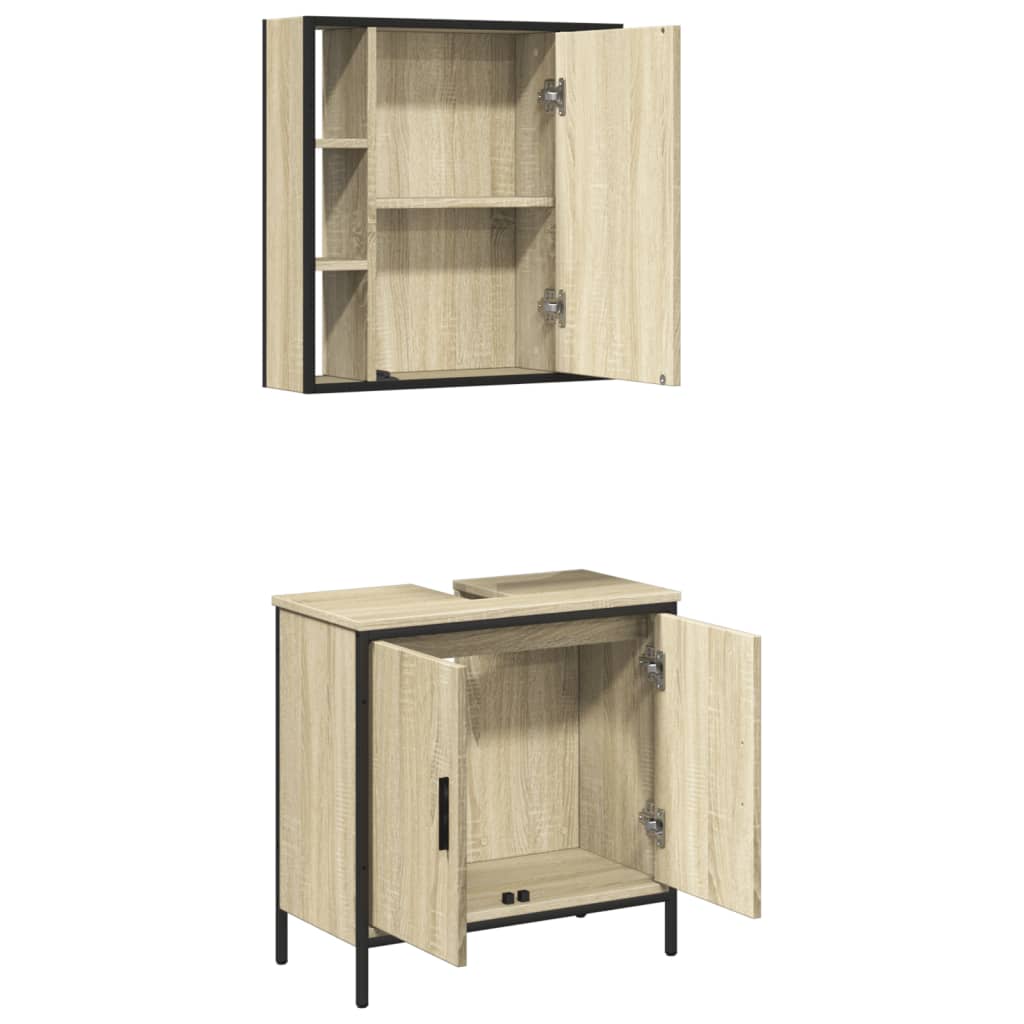 2 Piece Bathroom Furniture Set Sonoma Oak Engineered Wood