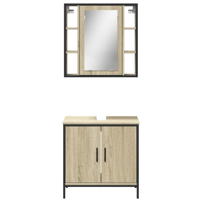 2 Piece Bathroom Furniture Set Sonoma Oak Engineered Wood