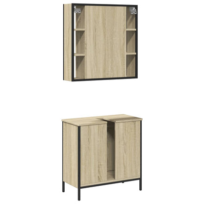 2 Piece Bathroom Furniture Set Sonoma Oak Engineered Wood